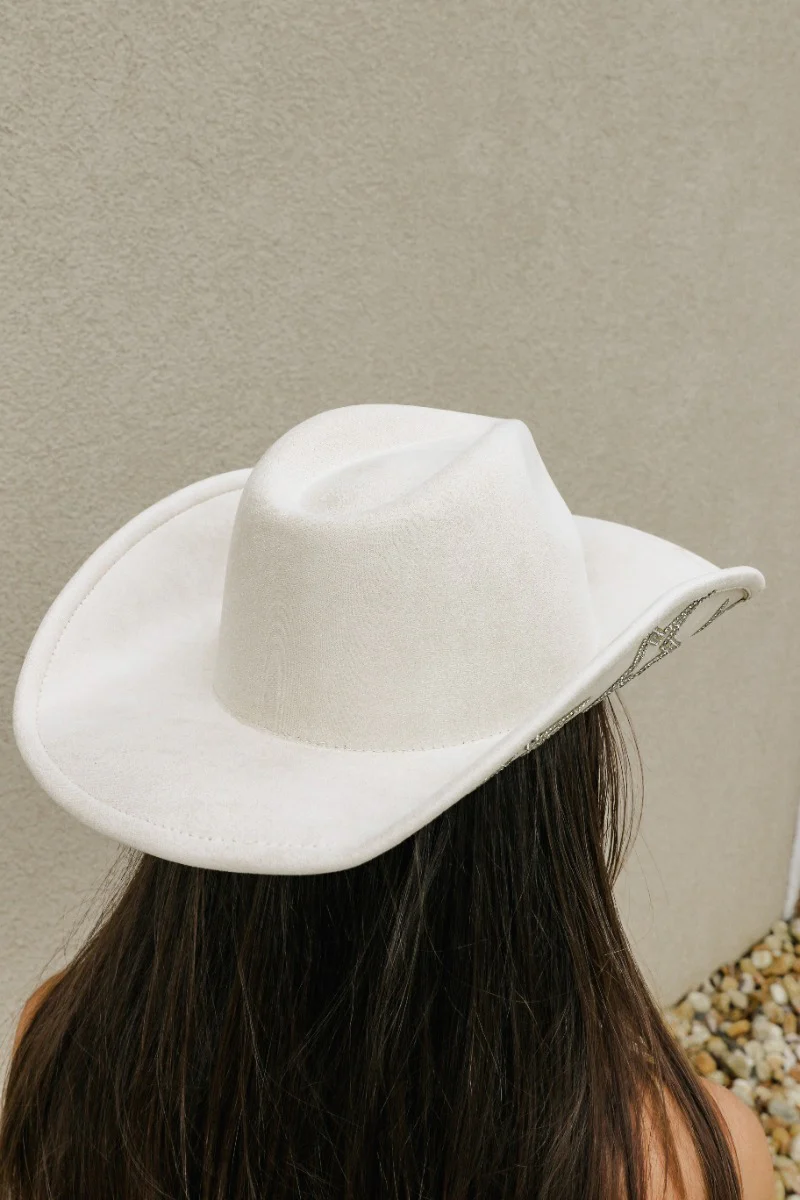 Rhinestone Cowgirl Hat in Ivory - Image 5