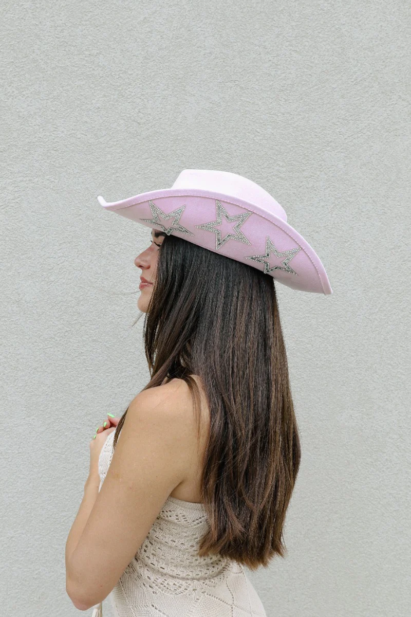 Rhinestone Cowgirl Hat in Pink - Image 3
