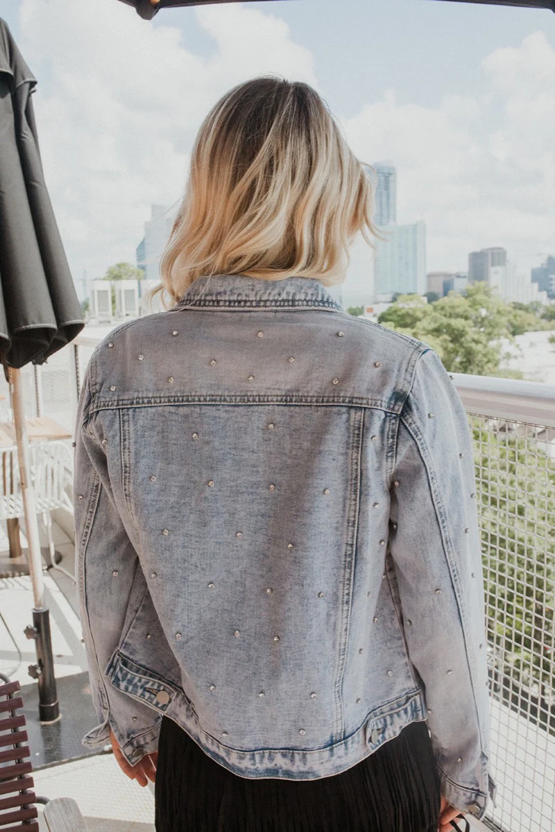 Rhinestone Studded Denim Jacket - Image 7