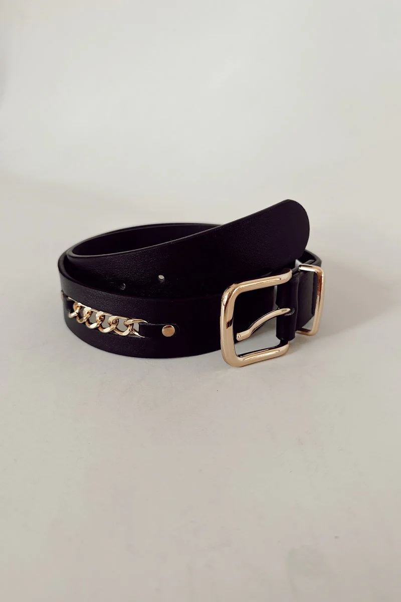 Bella Black Gold Chain Belt
