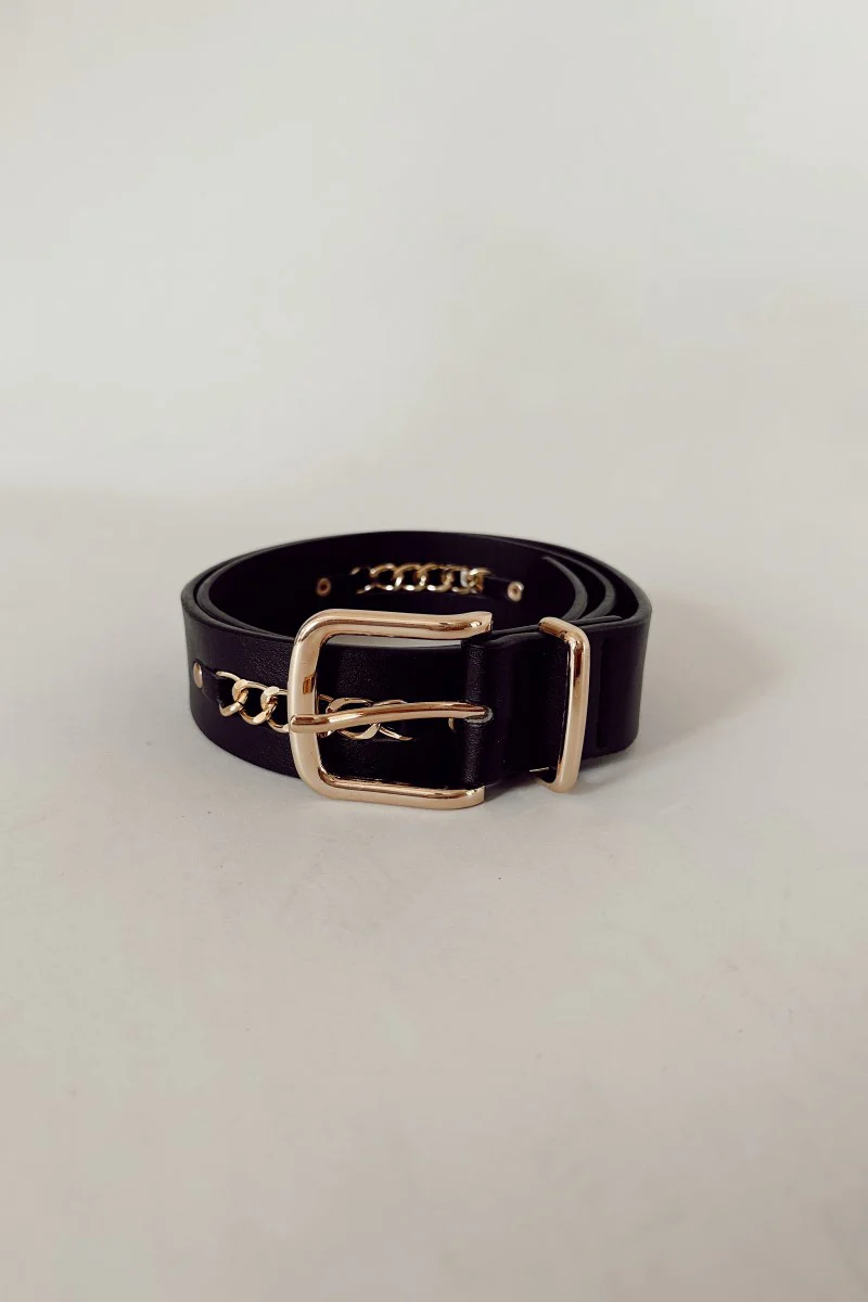 Bella Black Gold Chain Belt - Image 2