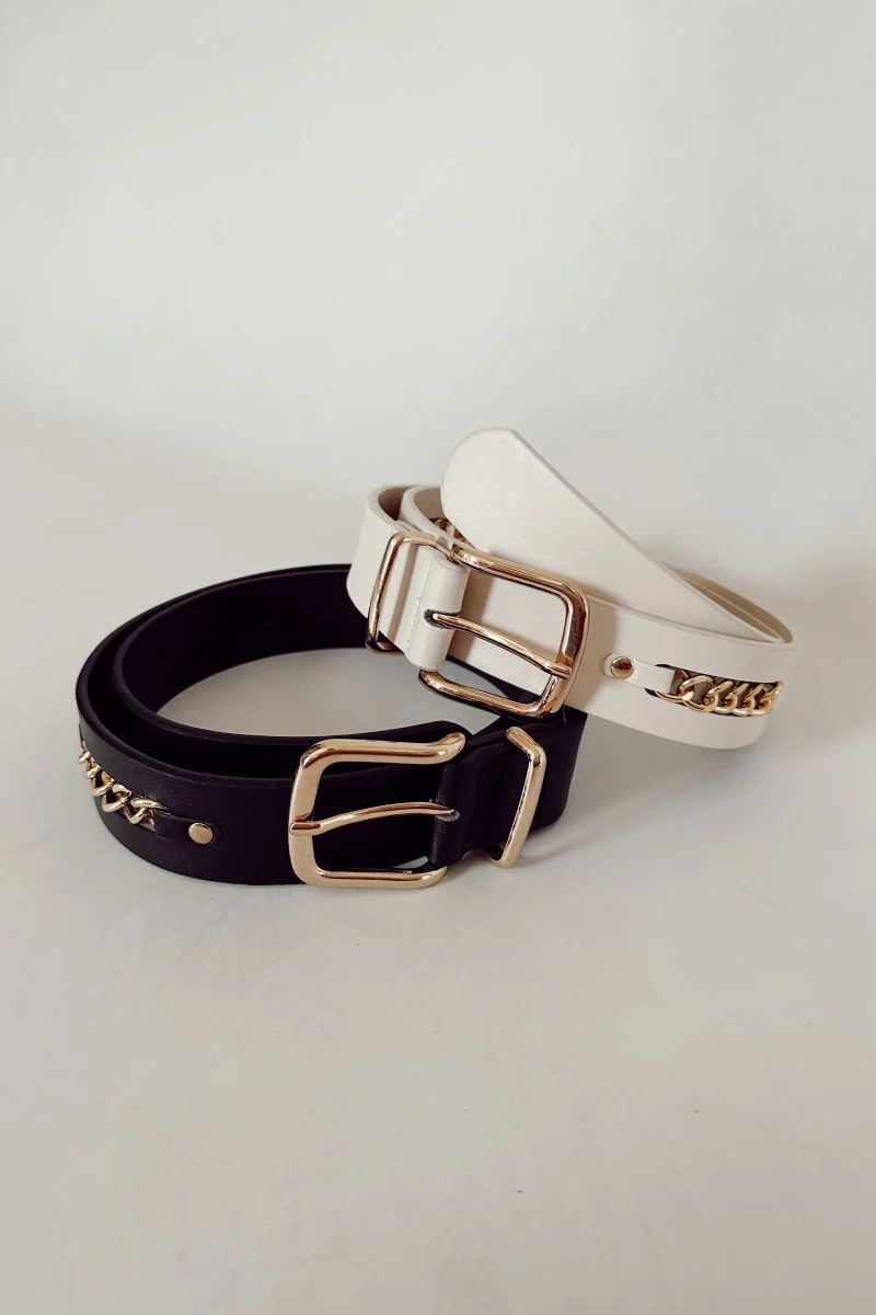 Bella Black Gold Chain Belt - Image 3