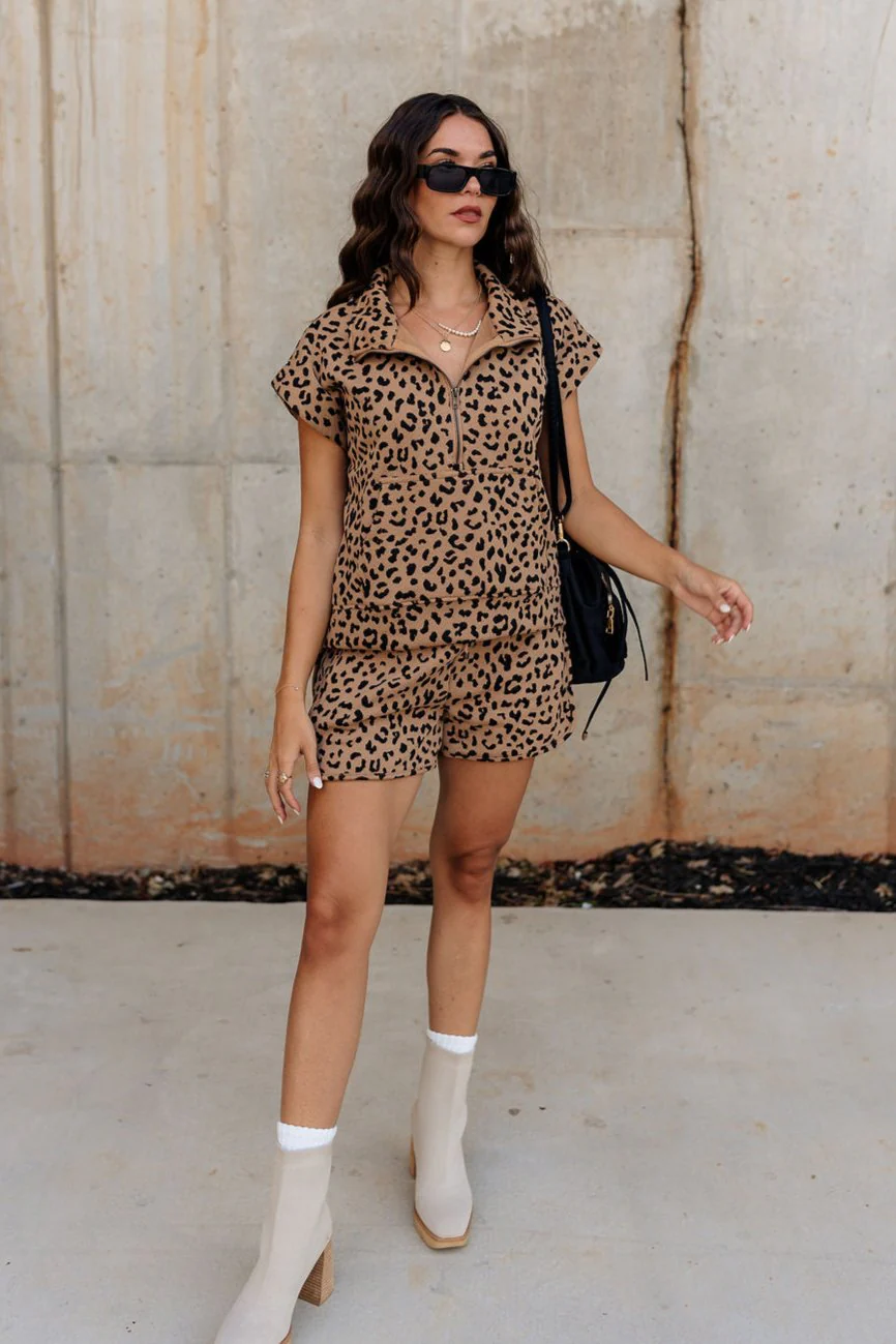 Riley Cheetah Quarter-Zip Top