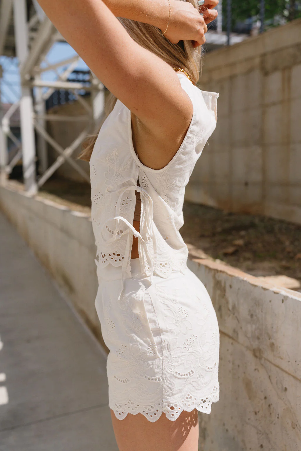 Riley Cream Eyelet Shorts - Image 4
