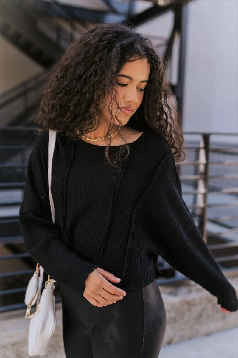 Riley Waffle-Knit Top