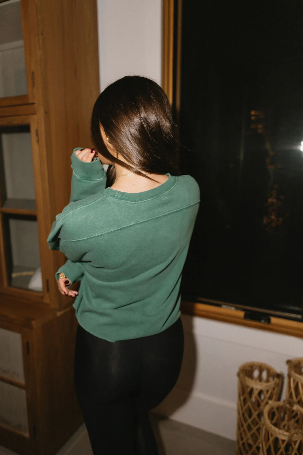 Riley Washed Green Cropped Pullover - Image 7