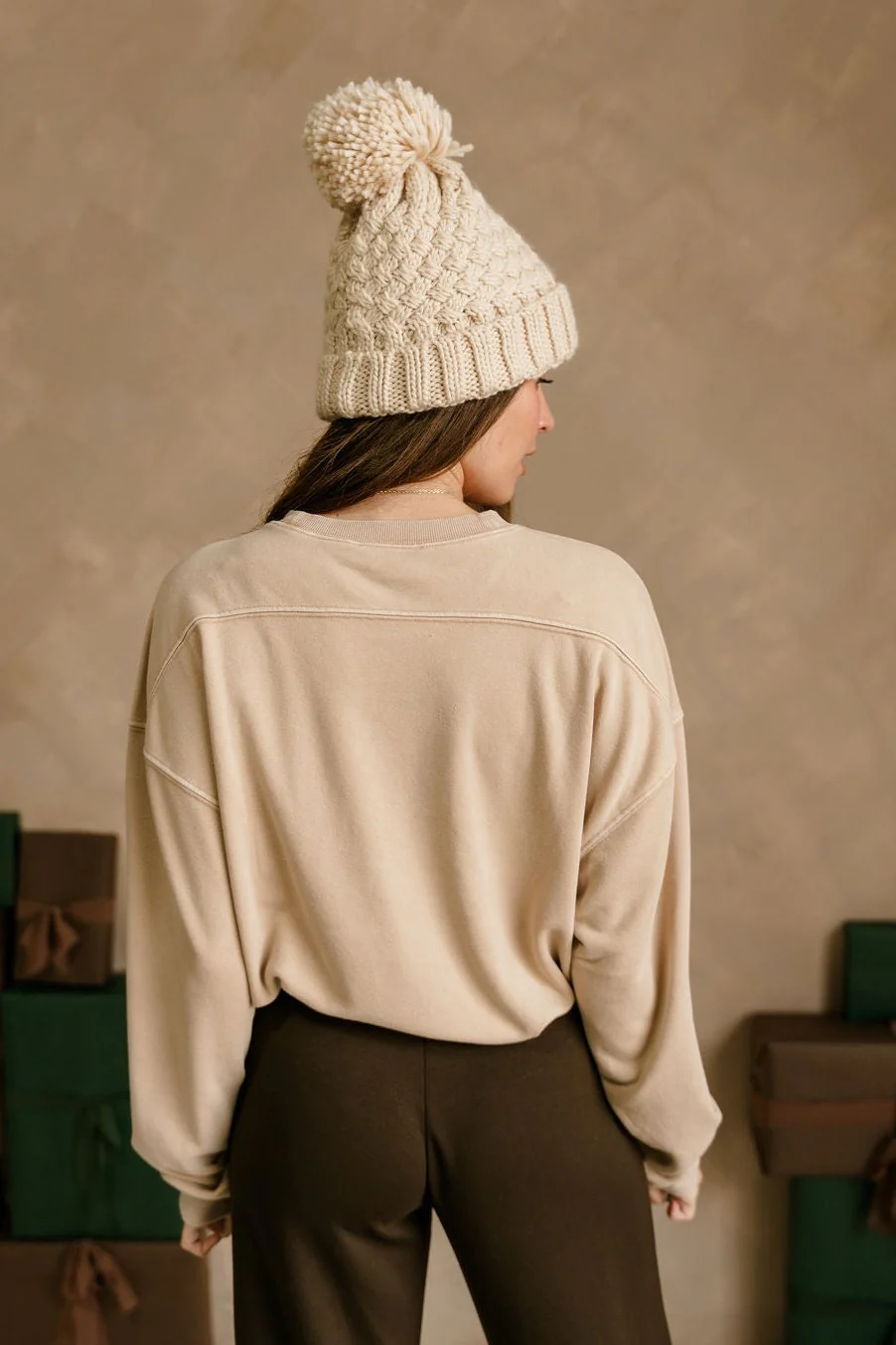 Riley Washed Taupe Cropped Pullover - Image 8