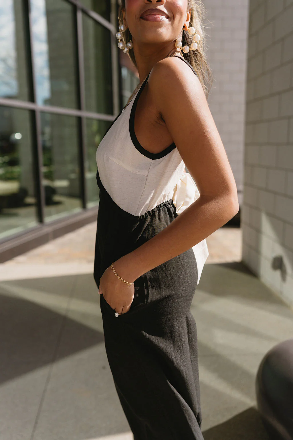 Rima Black & Beige Wide Leg Jumpsuit - Image 7