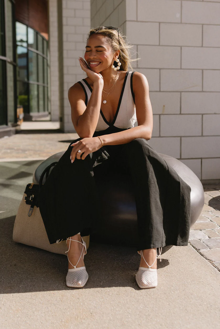 Rima Black & Beige Wide Leg Jumpsuit - Image 8