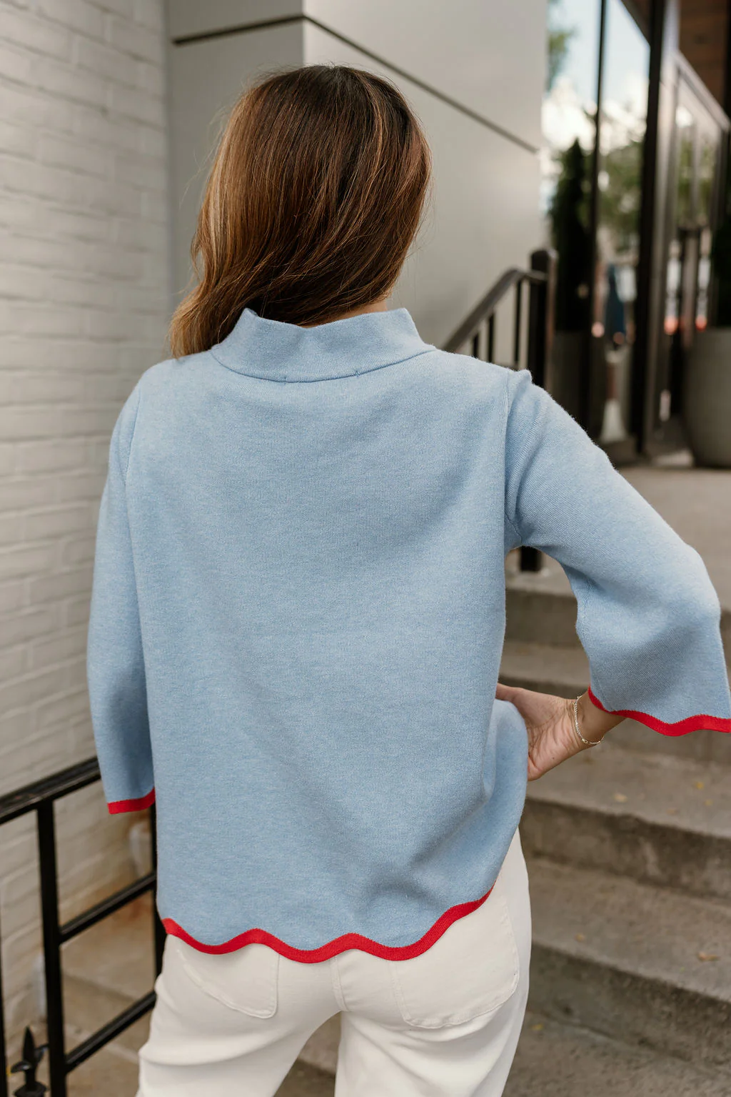 Rima Blue & Red Scallop Trim Sweater - Image 7