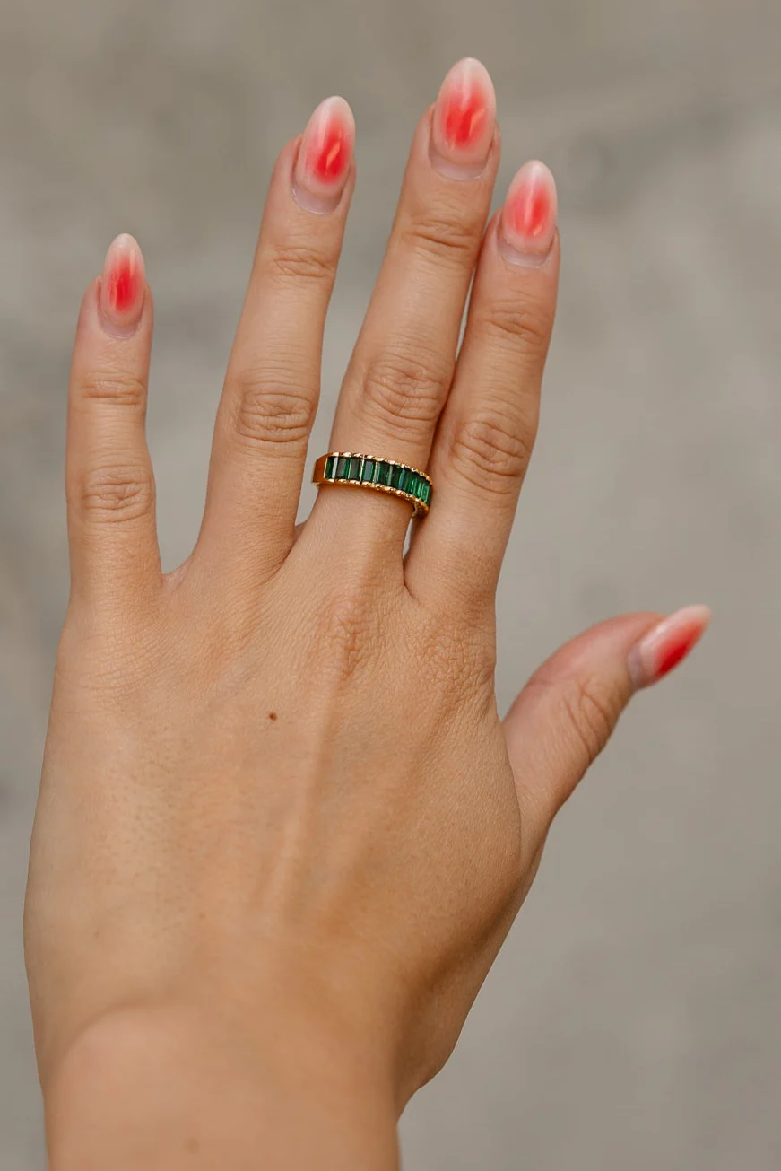 Rima Emerald Gold Dipped Ring - Image 2