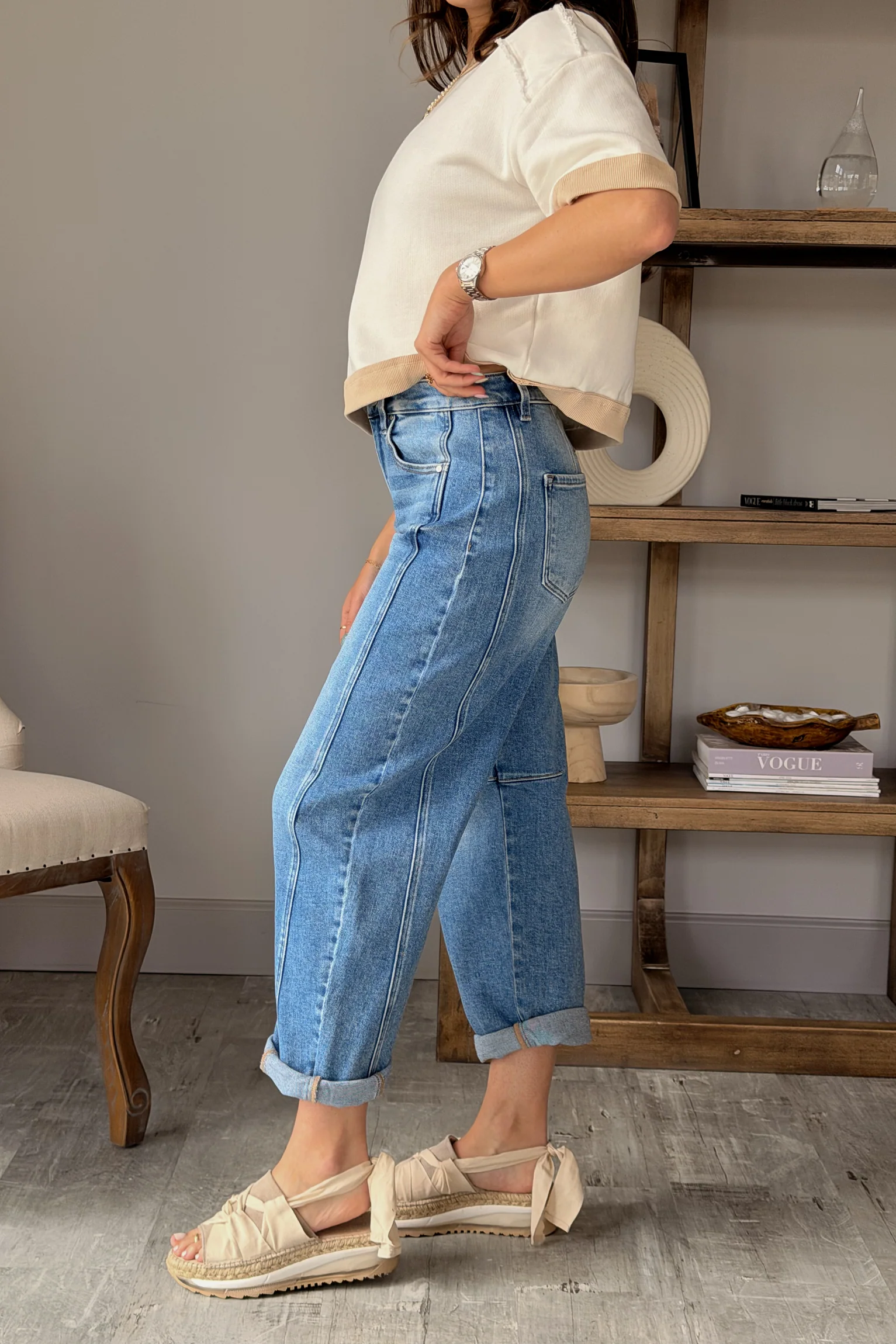 Risen: Kaia Medium Wash Barrel Jeans - Image 3