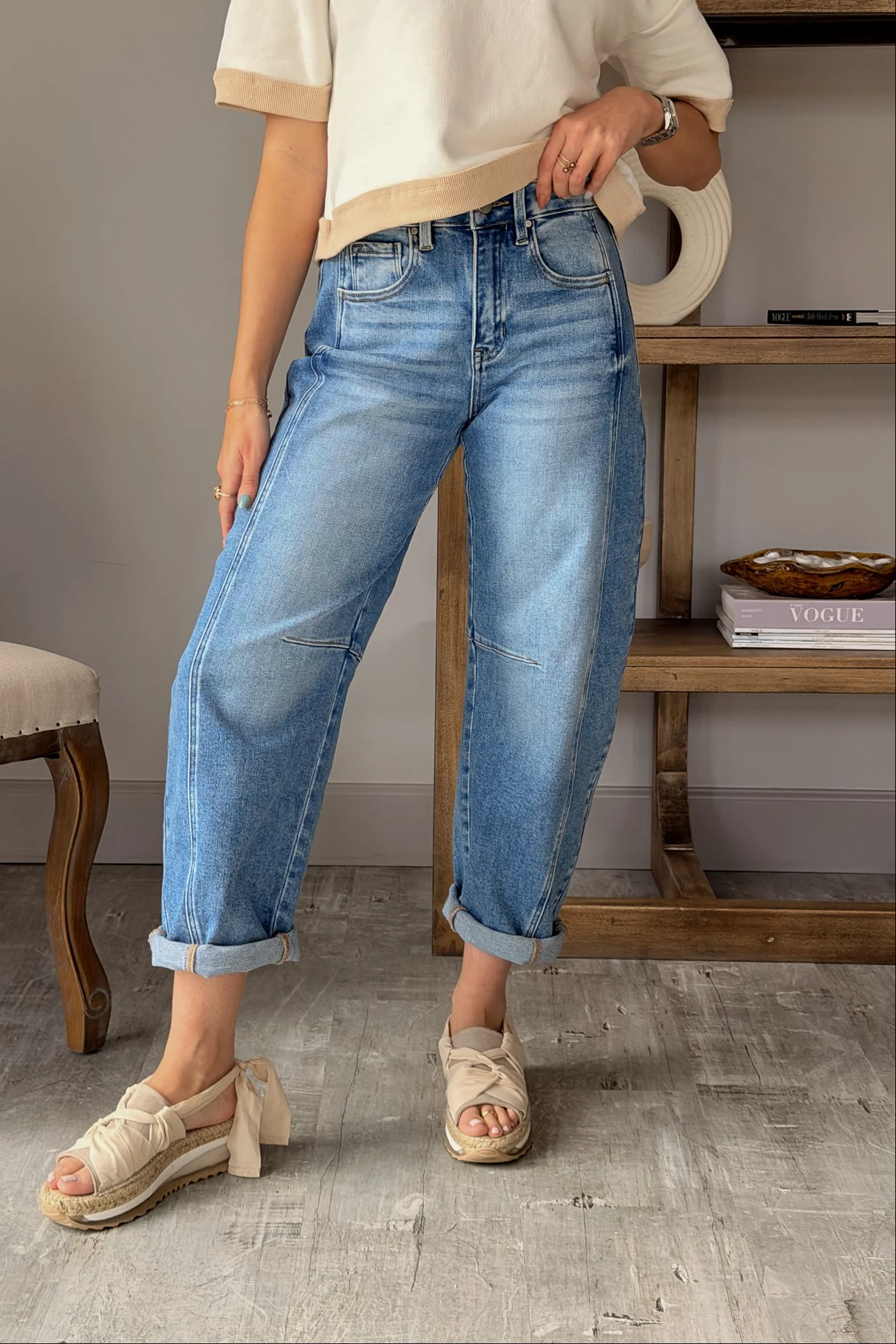Risen: Kaia Medium Wash Barrel Jeans - Image 4