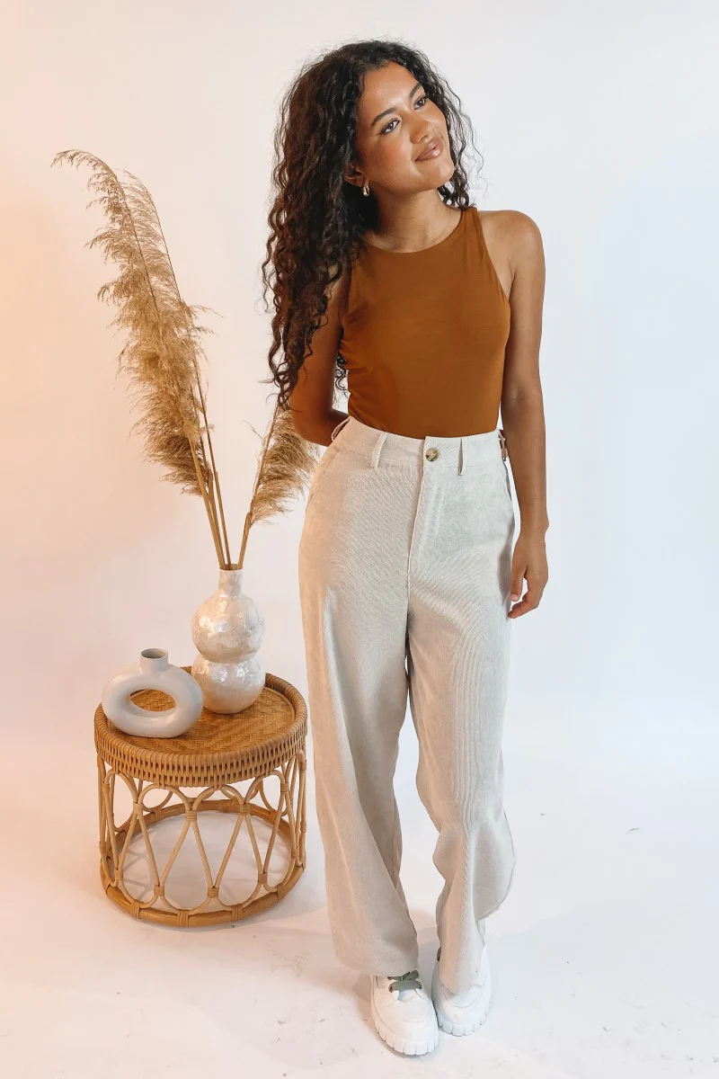 Risk It Bodysuit in Camel - Image 2