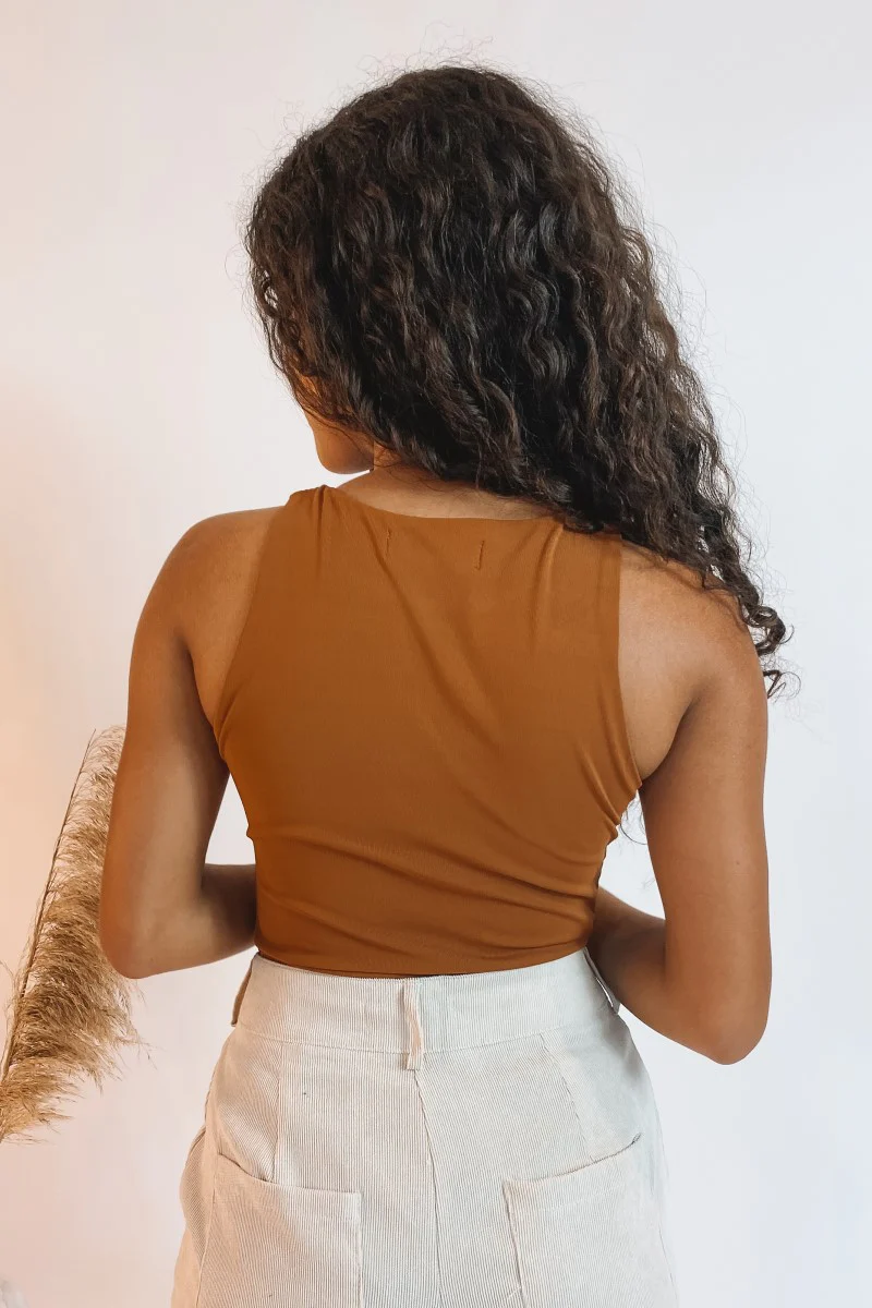Risk It Bodysuit in Camel - Image 4