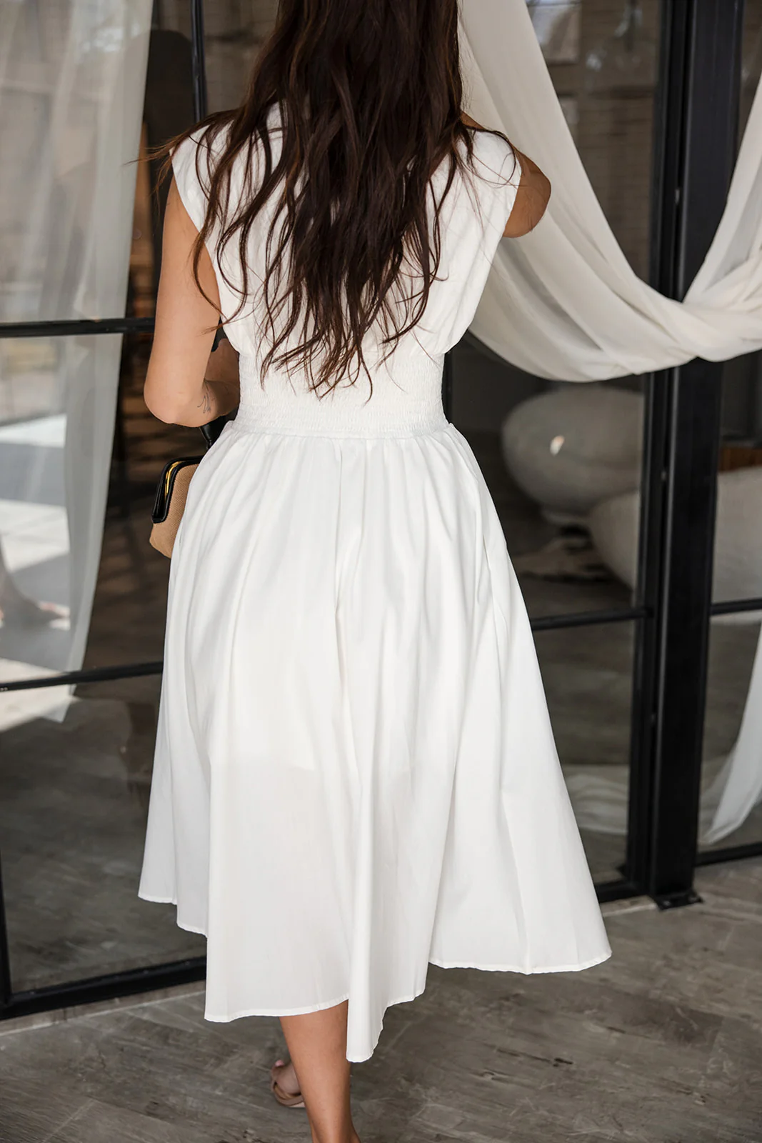River White & Gold Zip-Up Midi Dress - Image 6