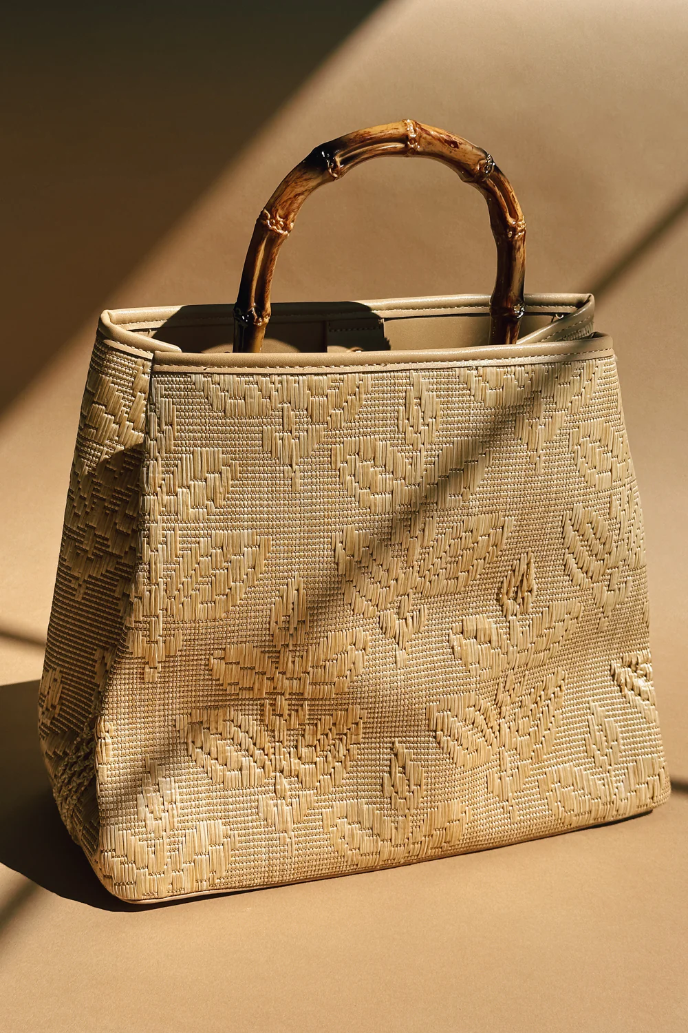 Riviera Natural Floral & Bamboo Handle Purse - Image 2