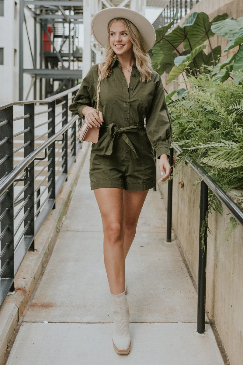 Road Trip Romper In Olive - Image 2