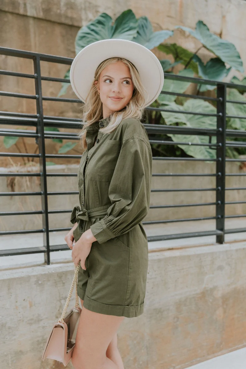 Road Trip Romper In Olive - Image 8