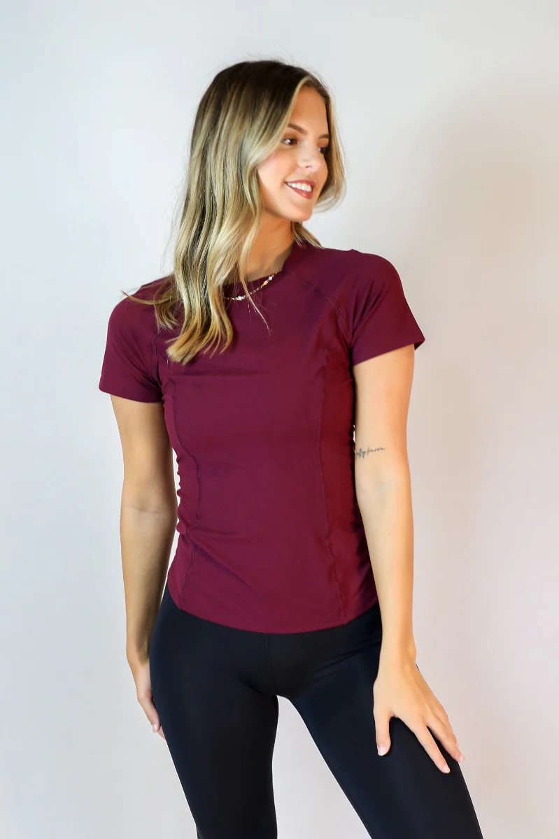 Robin Burgundy Athletic Short Sleeve Top