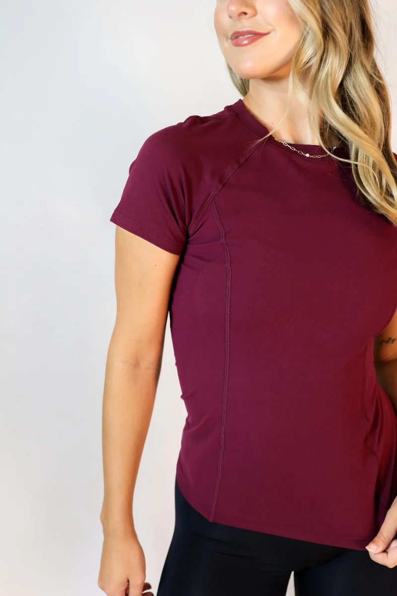Robin Burgundy Athletic Short Sleeve Top - Image 3