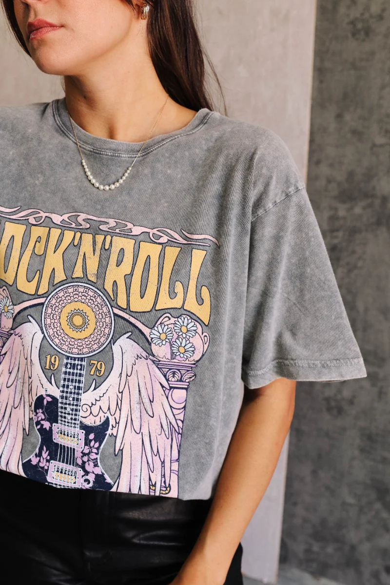 Rock 'N' Roll Washed Short Sleeve Graphic Tee - Image 3