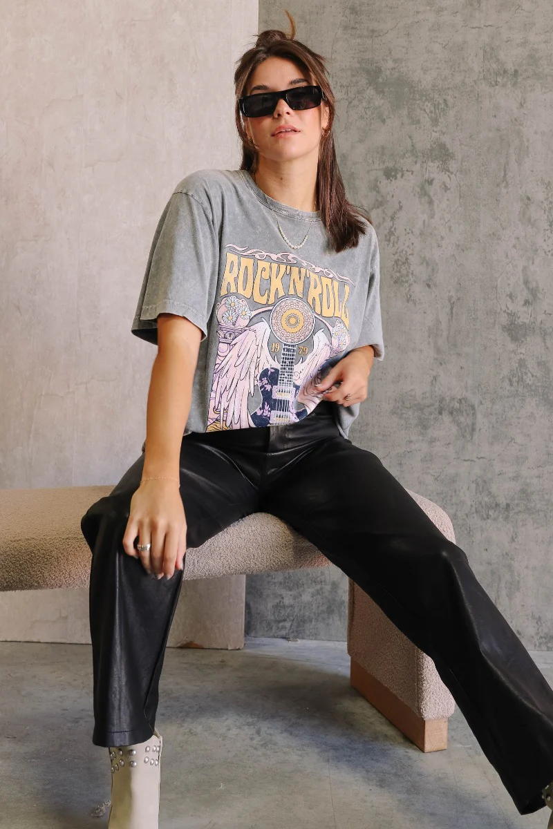 Rock 'N' Roll Washed Short Sleeve Graphic Tee - Image 8