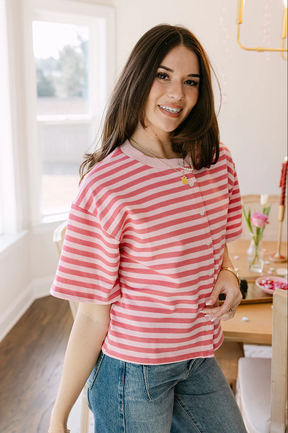 Romy Pink Striped Button-Up Top - Image 5
