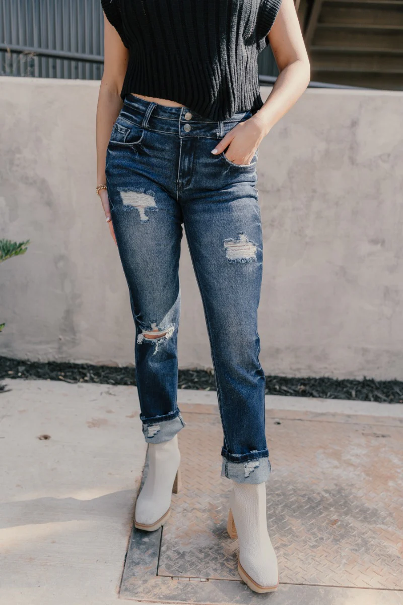 Rooted Denim: Kali Dark Wash Distressed Jeans - Image 2