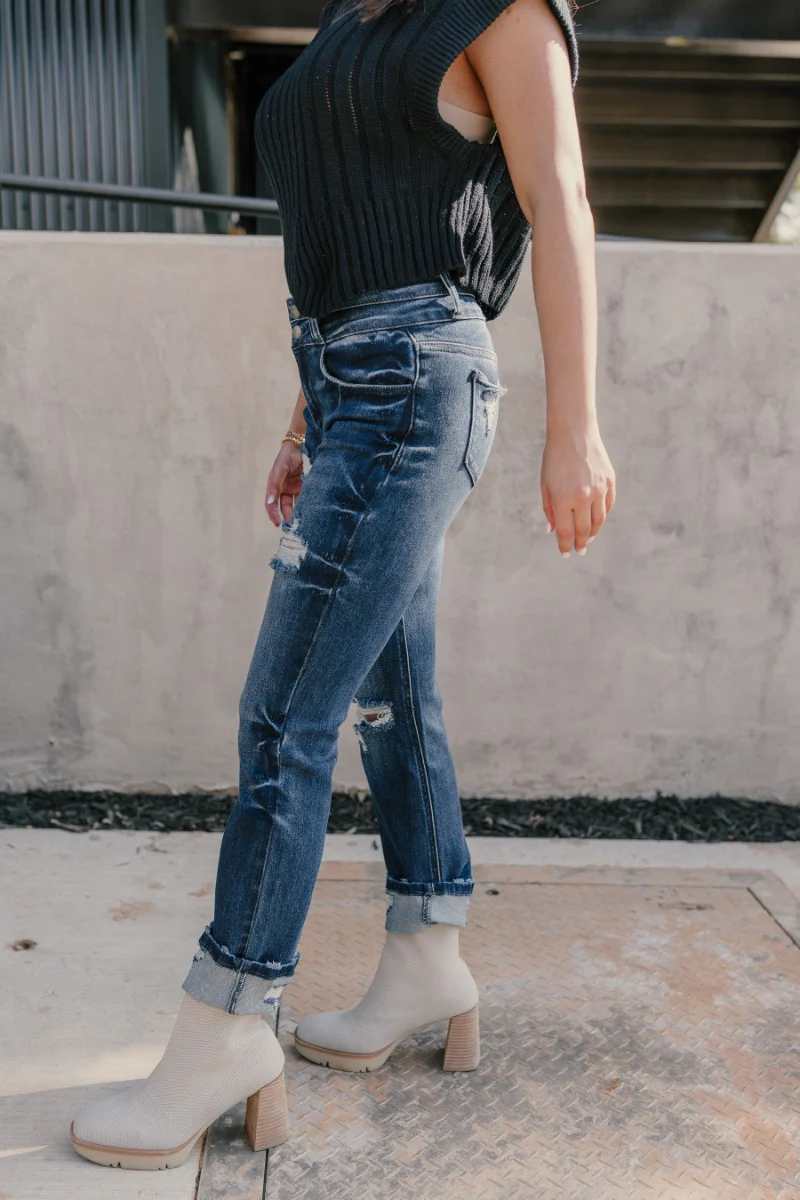 Rooted Denim: Kali Dark Wash Distressed Jeans - Image 3