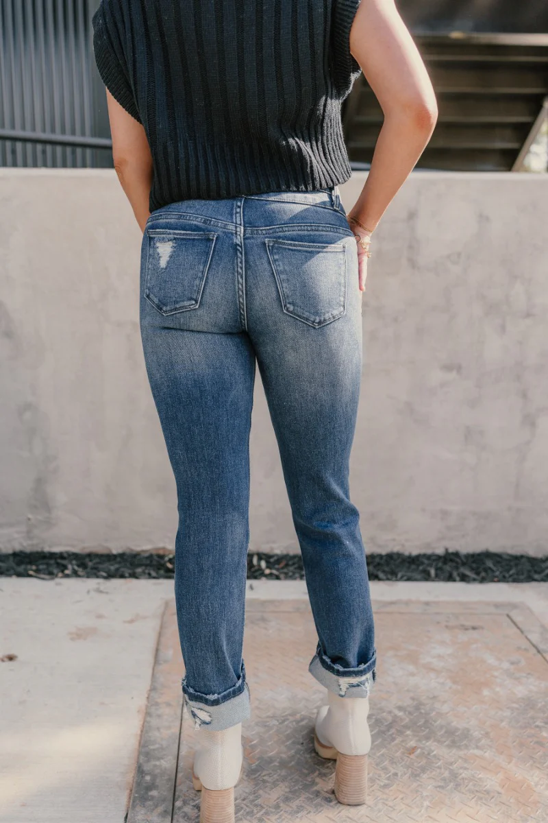 Rooted Denim: Kali Dark Wash Distressed Jeans - Image 4