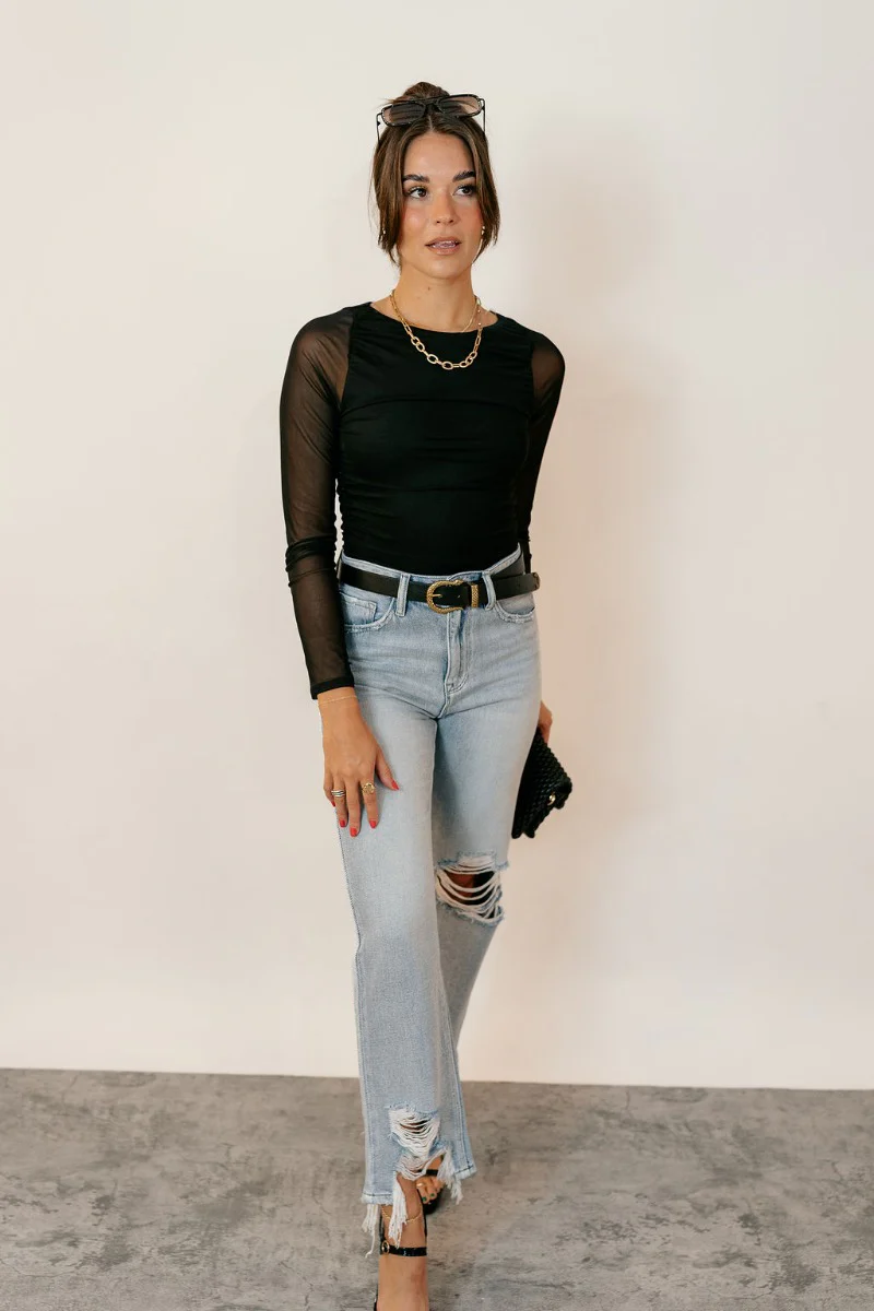 Rooted Denim: Mila Light Wash Distressed Jeans