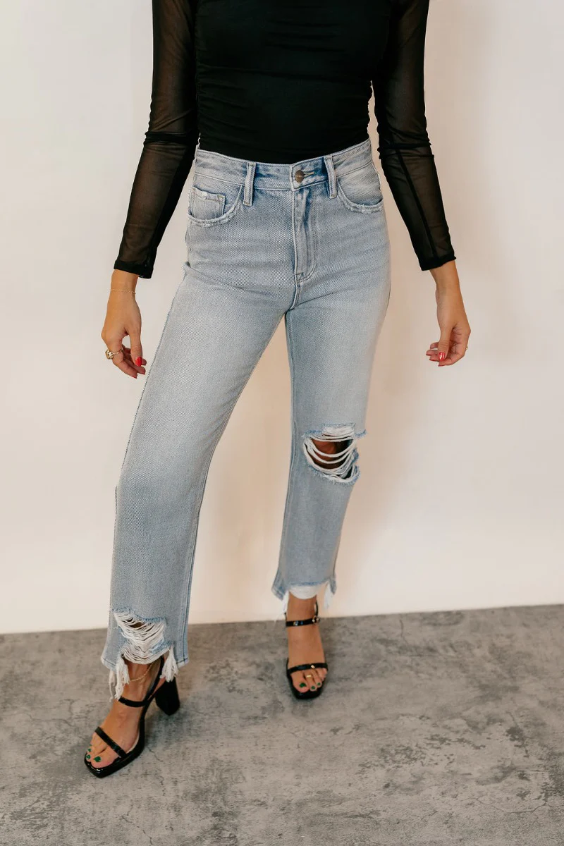 Rooted Denim: Mila Light Wash Distressed Jeans - Image 3
