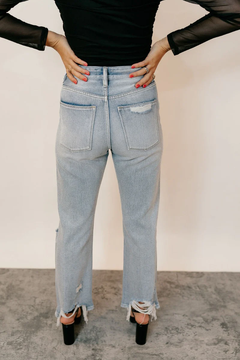 Rooted Denim: Mila Light Wash Distressed Jeans - Image 6