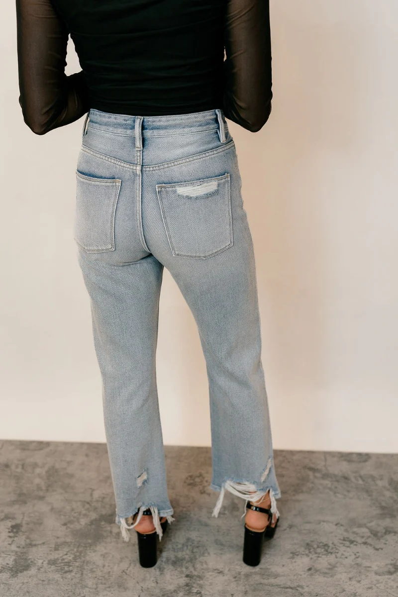 Rooted Denim: Mila Light Wash Distressed Jeans - Image 7