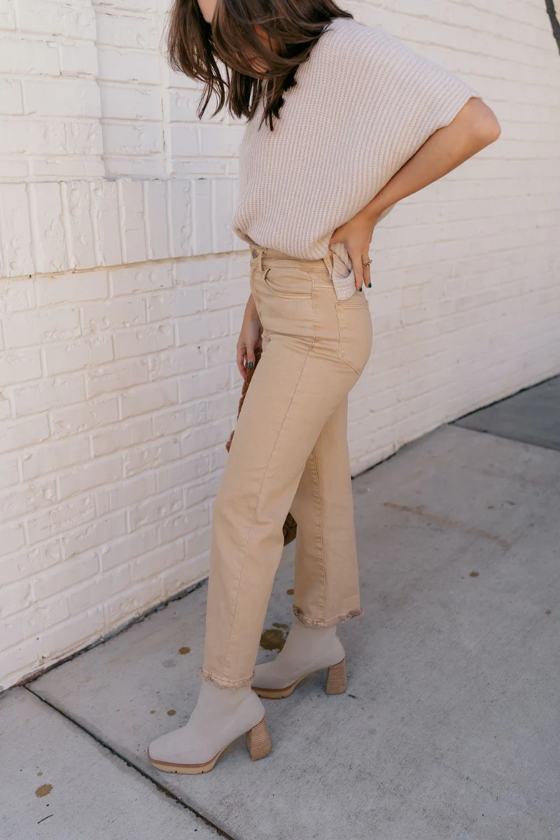 Rooted Denim: Morgan Light Mustard Straight Leg Jeans - Image 4