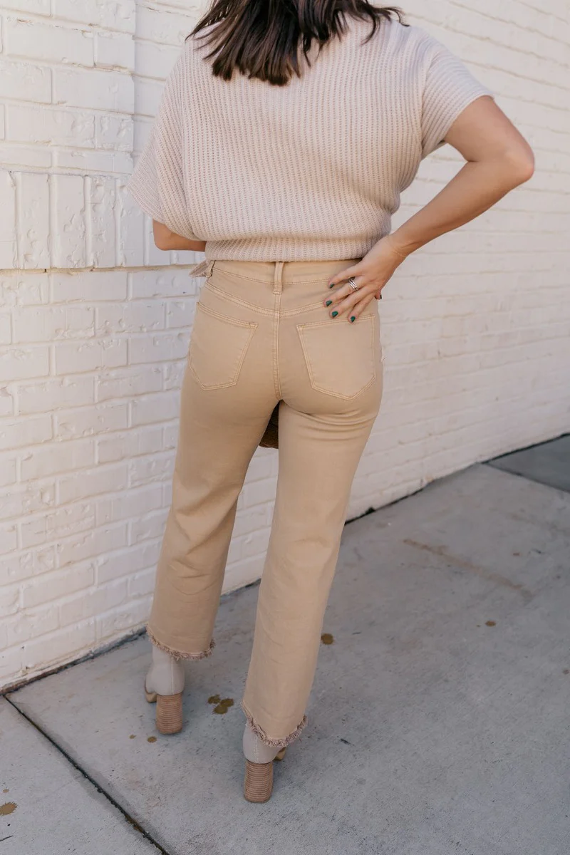 Rooted Denim: Morgan Light Mustard Straight Leg Jeans - Image 5