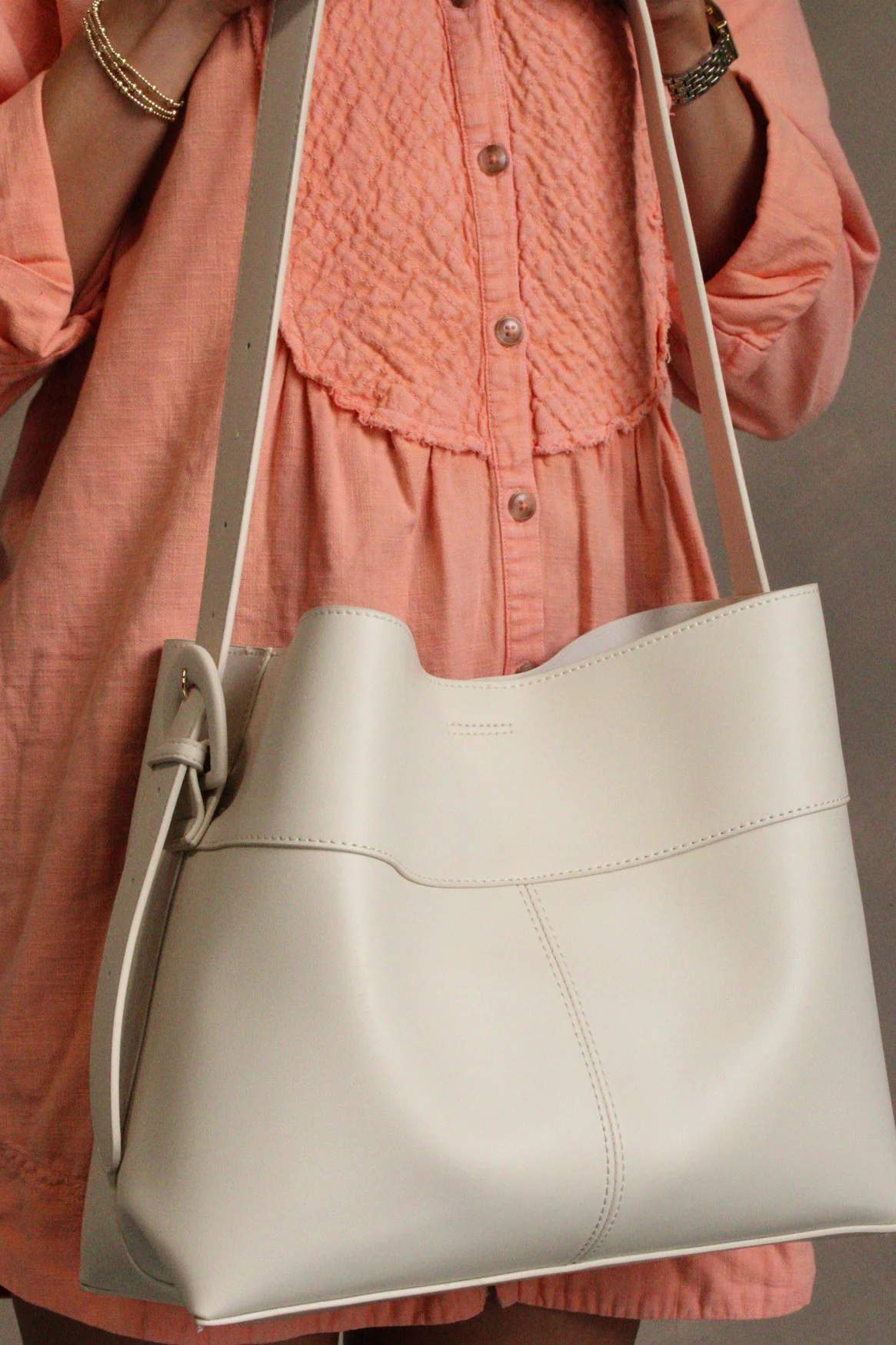 Rory Cream Faux Leather Shoulder Purse