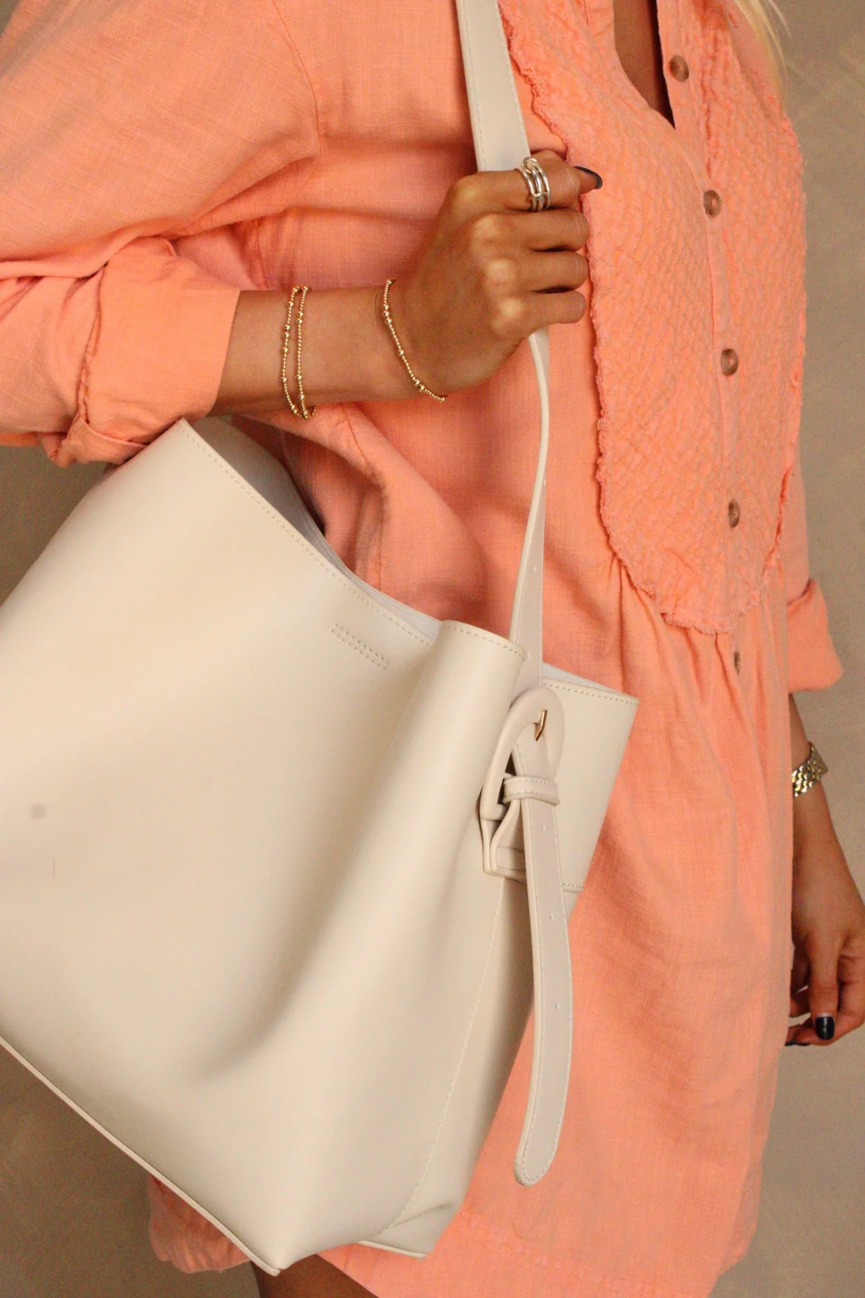 Rory Cream Faux Leather Shoulder Purse - Image 2