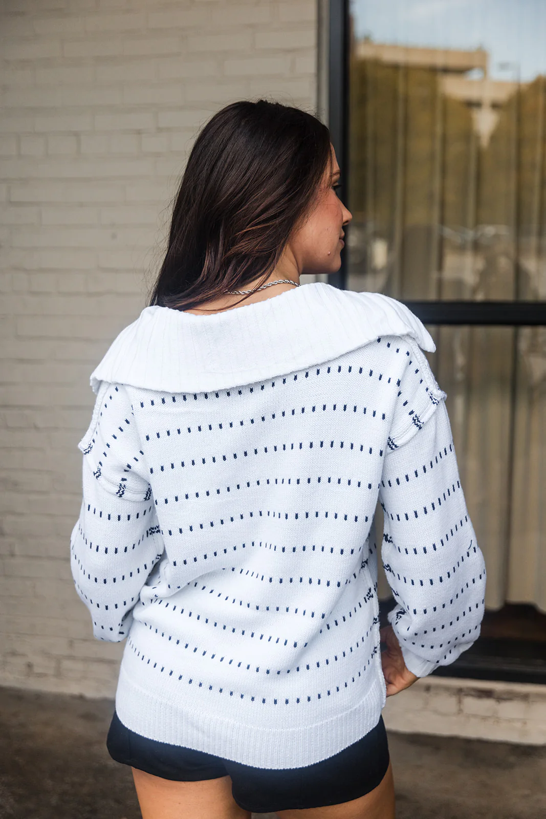 Rory White & Navy Collared Sweater - Image 4