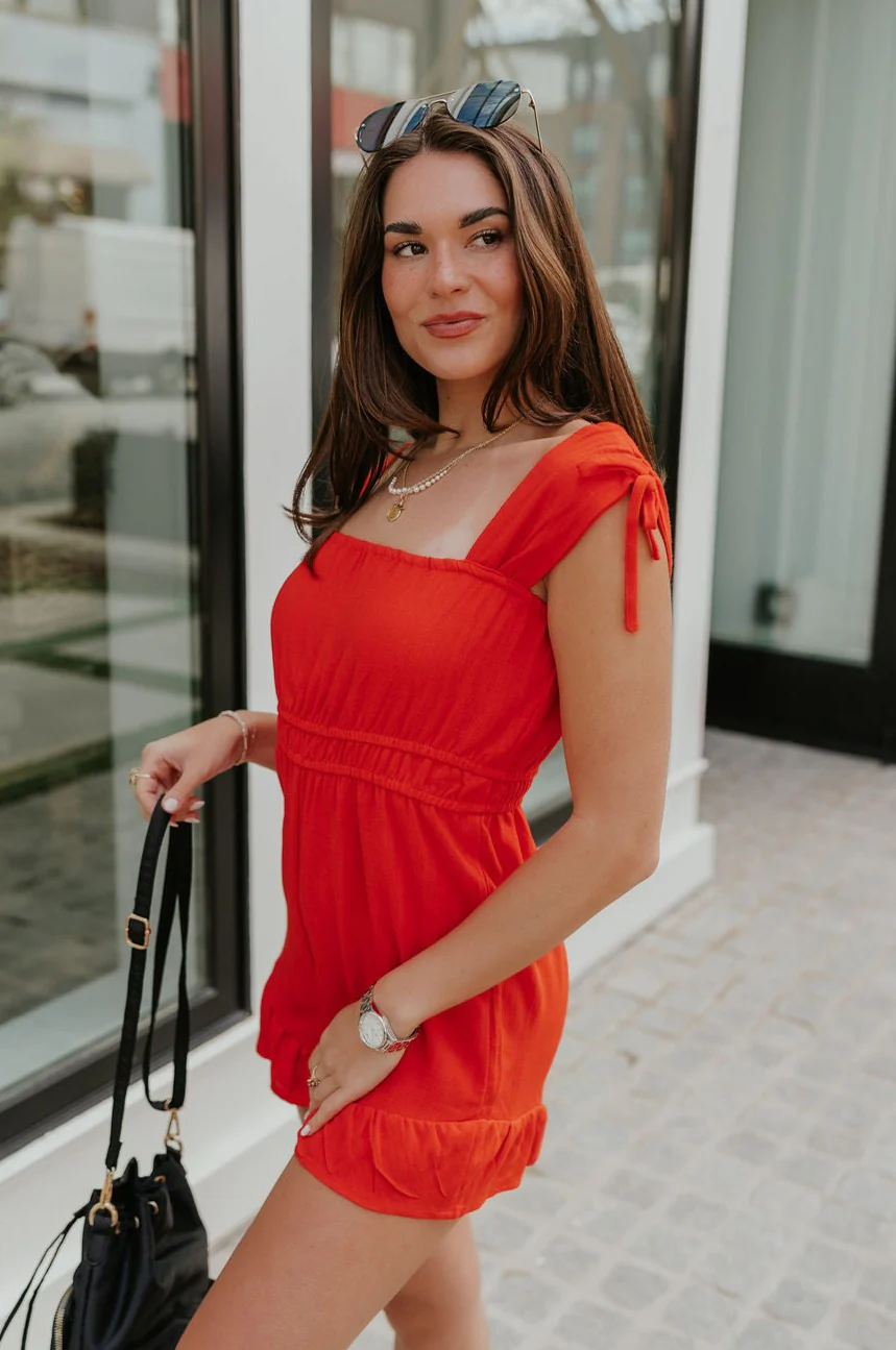 Rosalie Red Sleeveless Romper