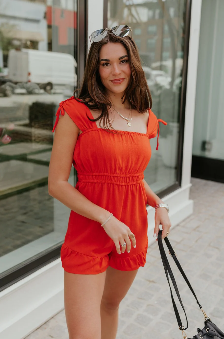 Rosalie Red Sleeveless Romper - Image 6