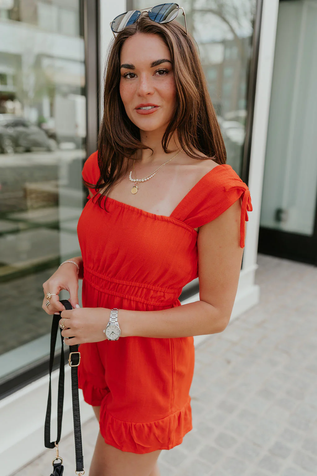 Rosalie Red Sleeveless Romper - Image 7
