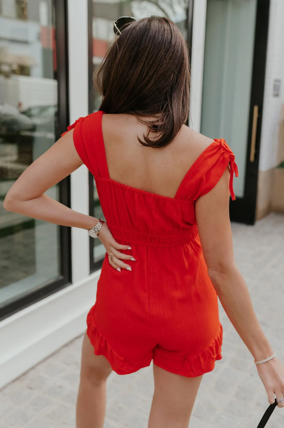 Rosalie Red Sleeveless Romper - Image 9