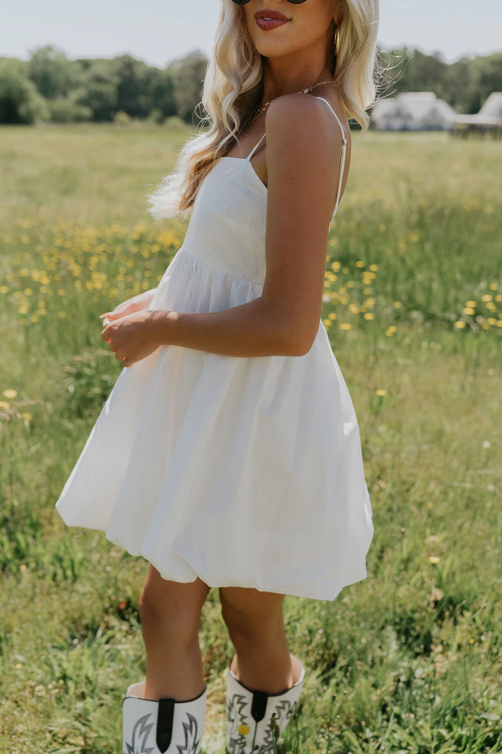 Rosemary White Bubble Hem Mini Dress - Image 3
