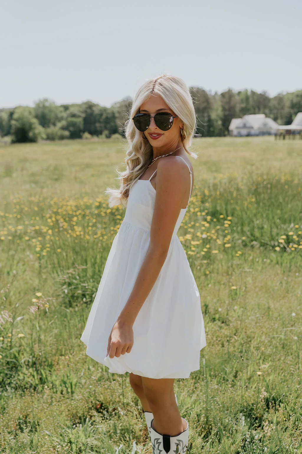 Rosemary White Bubble Hem Mini Dress - Image 4