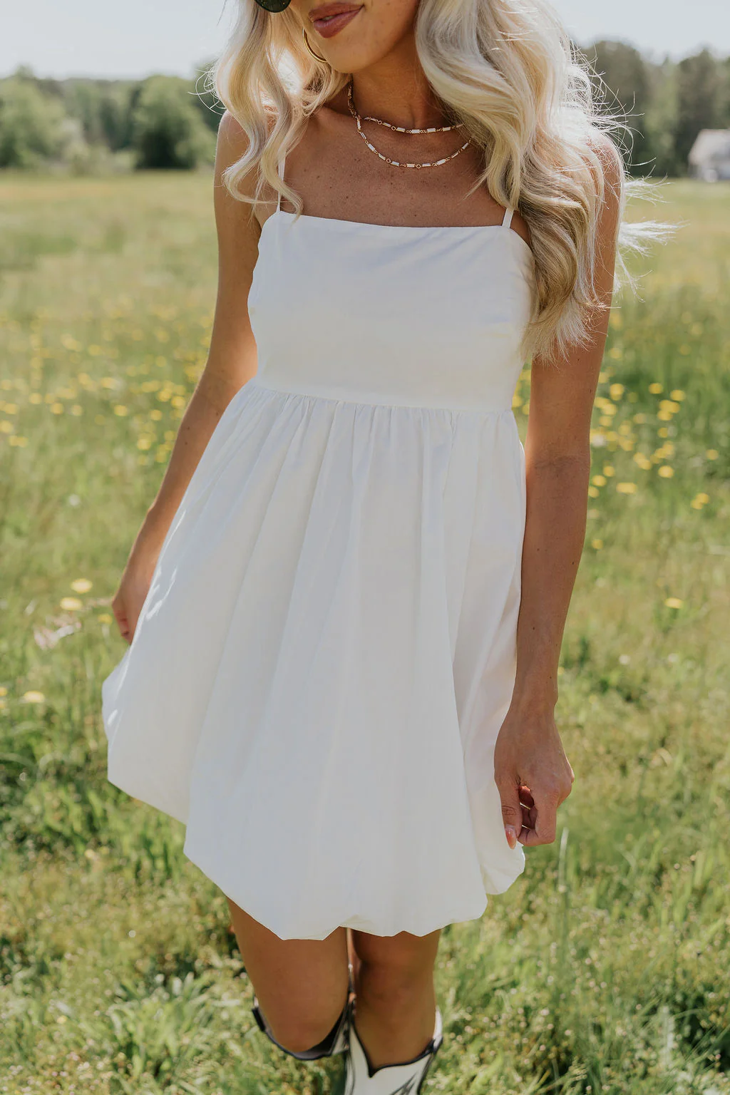 Rosemary White Bubble Hem Mini Dress - Image 5
