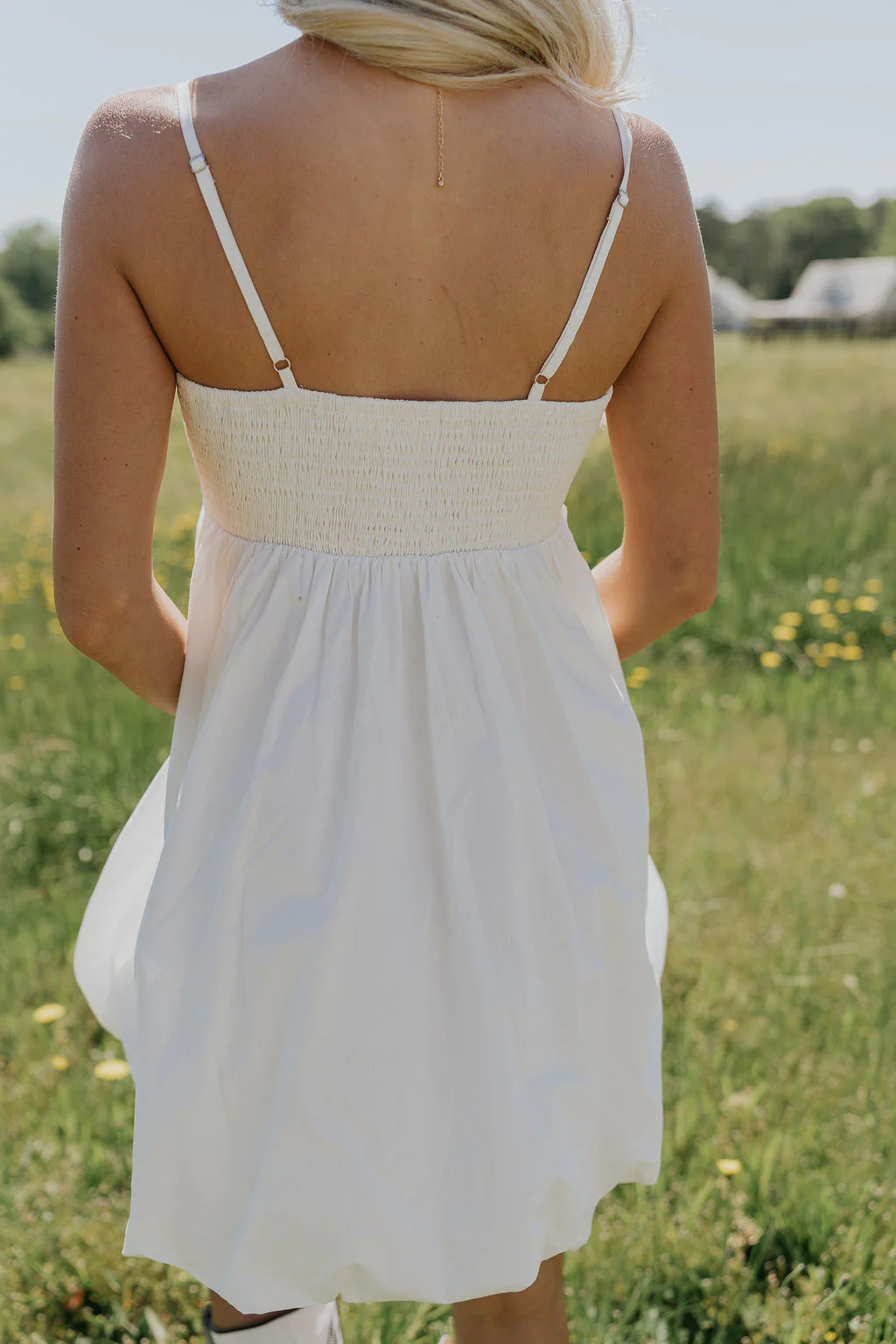 Rosemary White Bubble Hem Mini Dress - Image 7