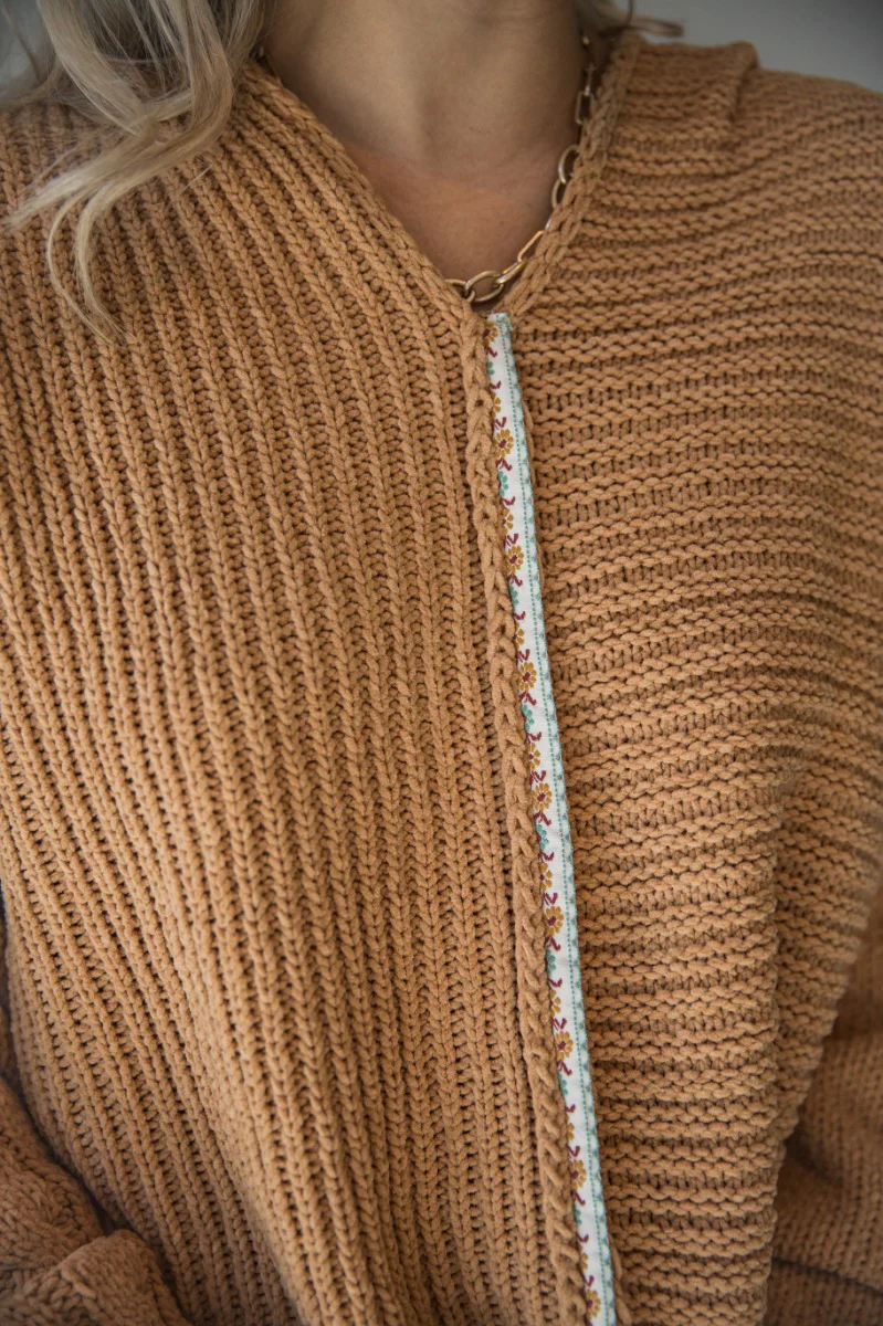 Rowan Camel Hooded Chenille Sweater - Image 4