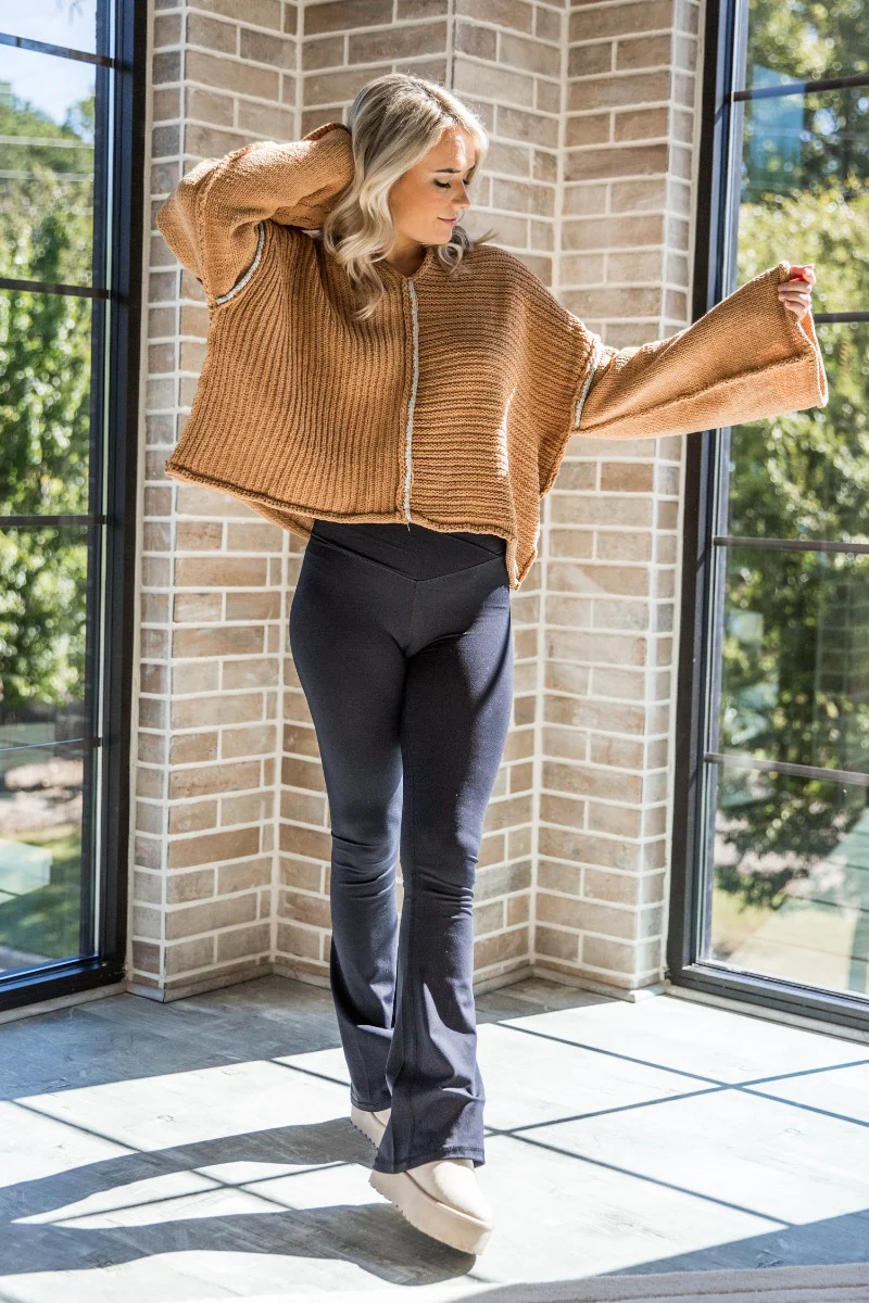 Rowan Camel Hooded Chenille Sweater - Image 8